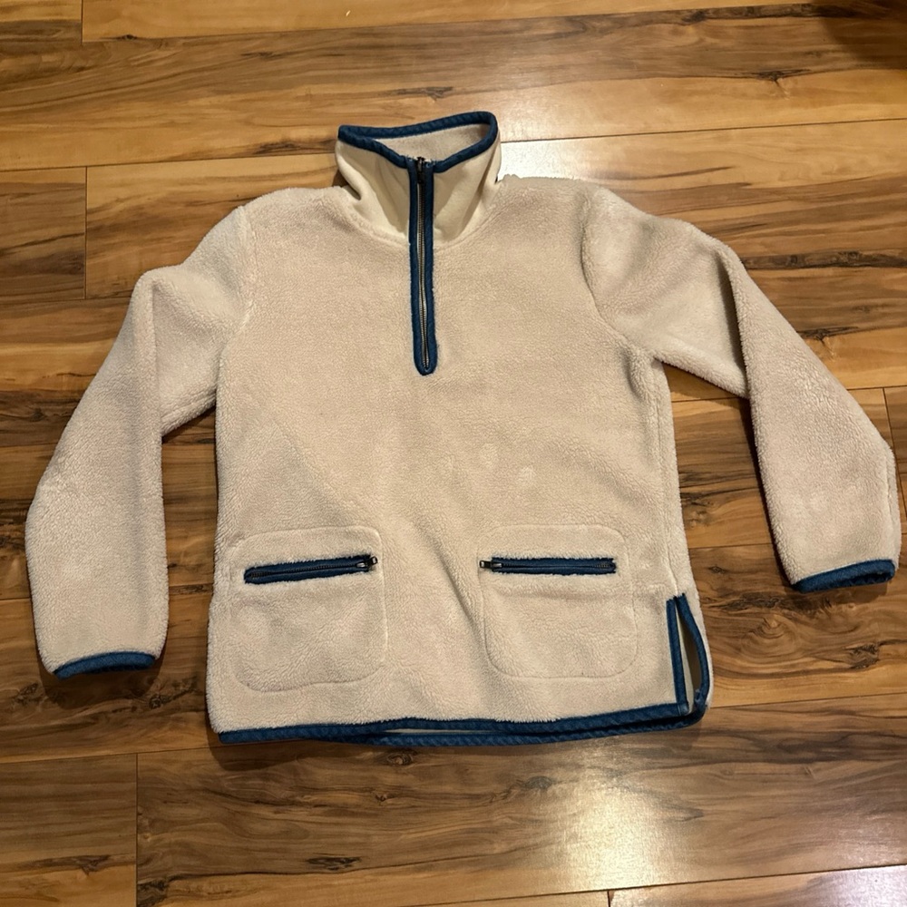 Madewell Zooey Fleece Pullover in Linen Jacket Womens Extra Small 1/4 Zip H3535